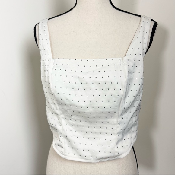 wild fable Tops - Wild Fable Cream Rhinestone Square Neck Crop Top M Glam Cowgirl Party Bustier